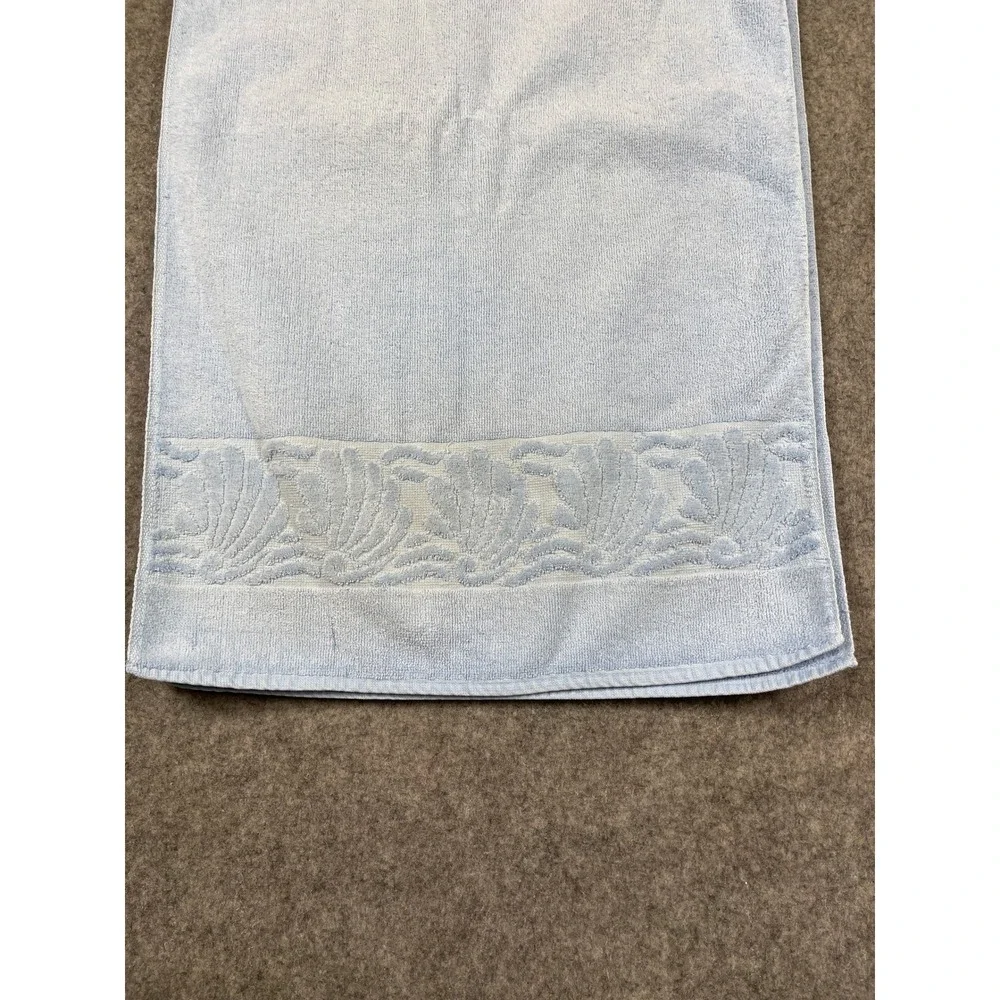 Vintage Light Blue Hand Towels Set of 2 Cotton Shell Border USA Made 27